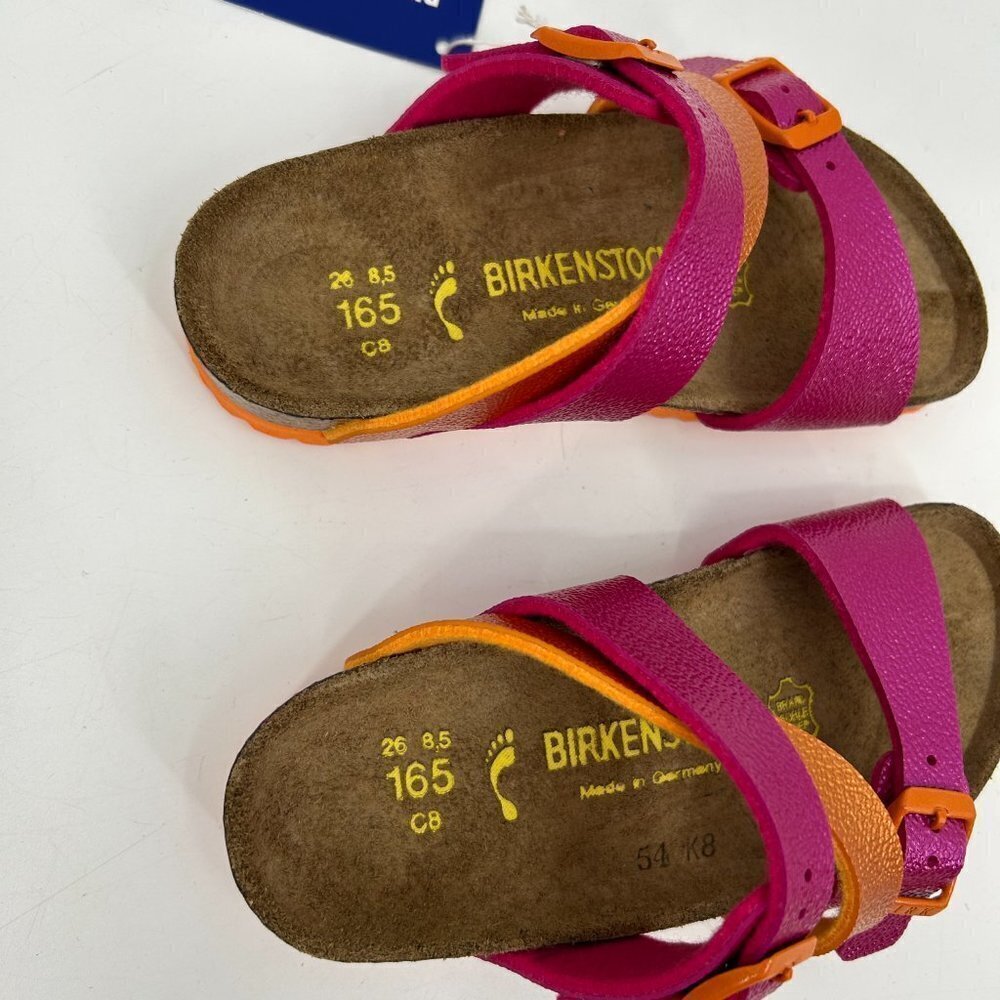 NIB BIRKENSTOCK Girls Salina Metallic Orange Pink Slip On Sandals Shoes 26 / 8 - Picture 4 of 5